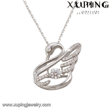 Necklace-00075 Fashion Elegant CZ Diamond Rhodium animal en forma de cisne de joyería de imitación colgante de collar